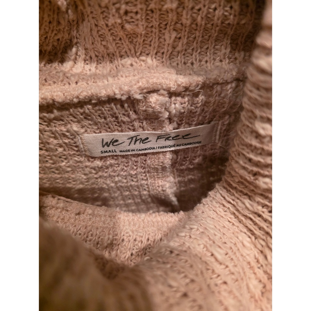 Free People We The Free Oversized Blush Pink Chunky Knit Turtleneck Sweater - Picture 3 of 6
